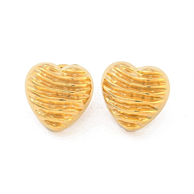 Heart 304 Stainless Steel Ear Studs EJEW-L290-011G-1