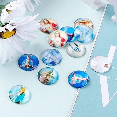 Glass Cabochons GLAA-WH0012-M-1