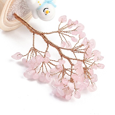 Natural Rose Quartz Chips Tree of Life Decorations DJEW-B013-03G-1