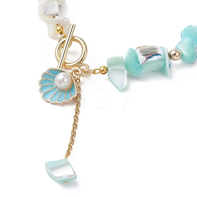 Dyed Natural Trochid Shell/Trochus Shell Chips Beaded Bracelets for Women BJEW-JB13130-02-1