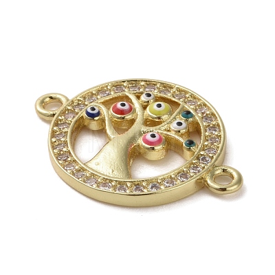 Brass Micro Pave Clear Cubic Zirconia Connector Charms with Enamel KK-H466-03G-1
