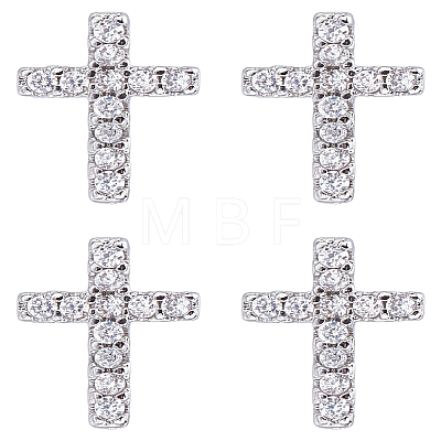 2 Pairs Brass Micro Pave Clear Cubic Zirconia Stud Earrings for Women EJEW-LP0001-57P-1