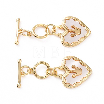 Brass with Shell Toggle Clasps KK-E068-VC165-1