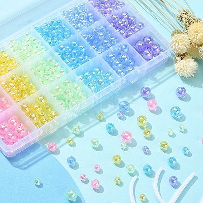 18 Style Transparent Rainbow Iridescent Acrylic Beadss Plated MACR-YW0002-09-1