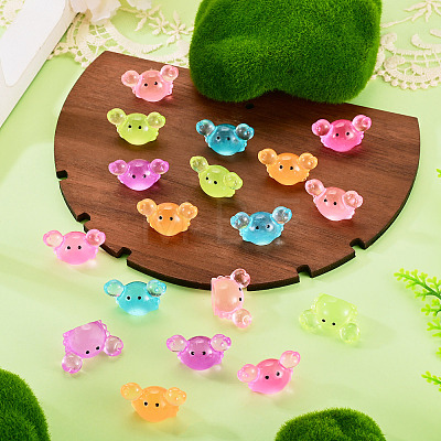 18Pcs 6 Colors Luminous Resin Crab Display Ornaments DJEW-TAD0001-04-1