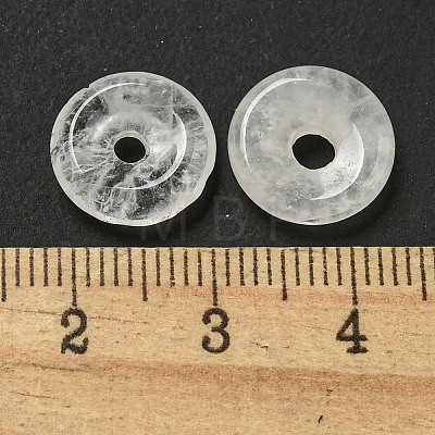 Natural Quartz Crystal Rock Crystal Donut/Pi Disc Charms G-G142-01W-1