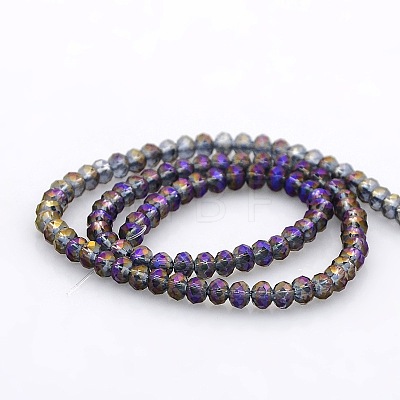 Full Rainbow Plated Faceted Rondelle  Glass Beads Strands GLAA-A024B-FR04-1