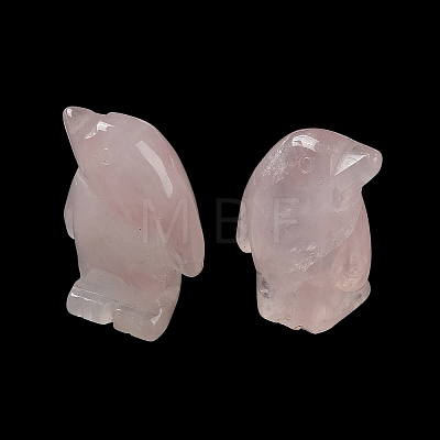 Natural Rose Quartz Carved Healing Penguin Figurines G-B062-08E-1