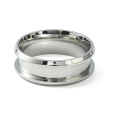 201 Stainless Steel Grooved Finger Ring Settings STAS-TAC0001-10C-P-1