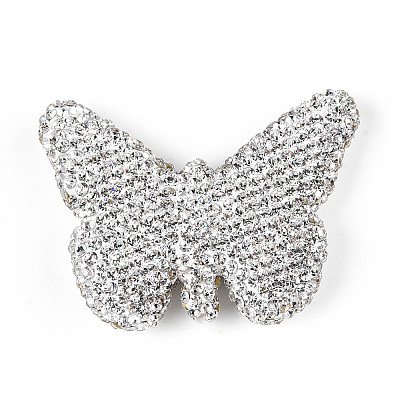 Butterfly Shaped Handmade Polymer Clay Rhinestone Beads CLAY-T023-23C-1