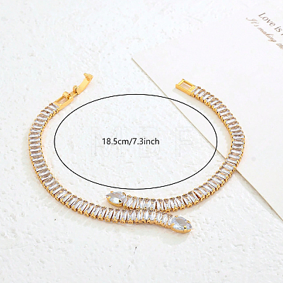 Snake Brass Pave Cubic Zirconia Link Chain Bracelets UA5889-4-1