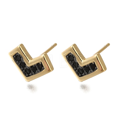 Rack Plating Brass Micro Pave Cubic Zirconia Stud Earring EJEW-C101-12G-1