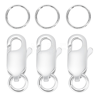 3Pcs 925 Sterling Silver Lobster Claw Clasps STER-SC0001-72-1