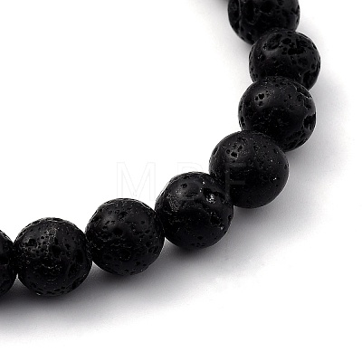 Men's Natural Howlite & Lava Rock Stretch Beaded Bracelets Sets BJEW-JB05429-1