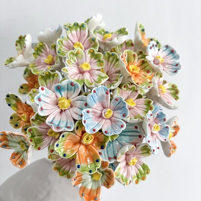 Hand-Painted Ceramic Flower Stems with Iron Stem PR-CBAD4A8-01-1