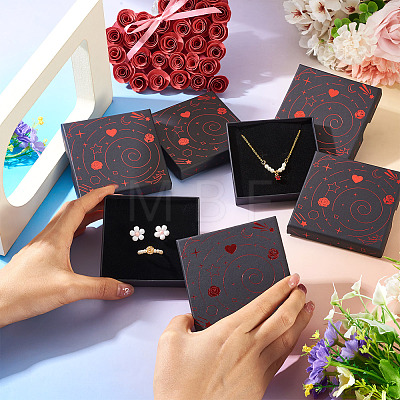 5Pcs Hot Stamping Planet Cardboard Jewelry Packaging Boxes CON-TA0001-44E-1