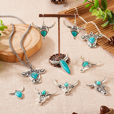  14Pcs 7 Styles Synthetic Turquoise Pendants FIND-TA0003-06-1
