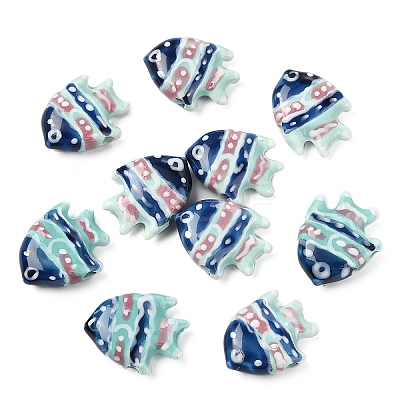 10Pcs Handmade Porcelain Beads PORC-YW0001-24F-1