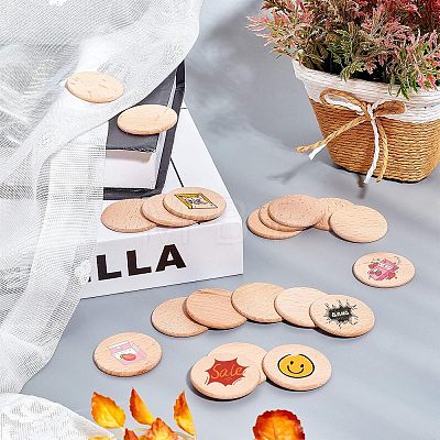 Beech Wooden Round Pieces WOOD-WH0101-32B-1