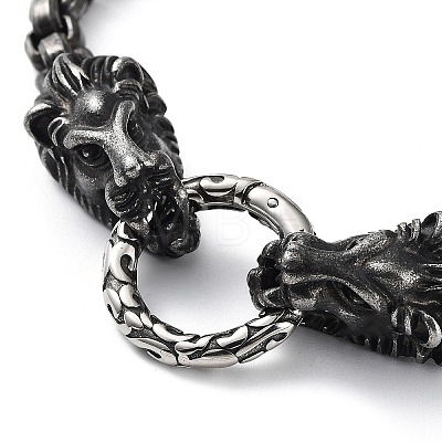 304 Stainless Steel Lion Head Chains Bracelets for Men & Women BJEW-D031-27B-1