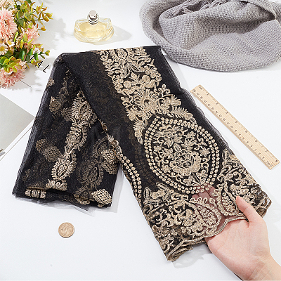 1PC Polyester Flower Embroidered Wavy Edge Lace Fabric OCOR-BC0005-55-1