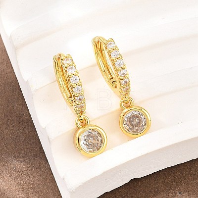 Brass Micro Pave Cubic Zirconia Hoop Dangle Earrings KK-Z166-15G-02-1