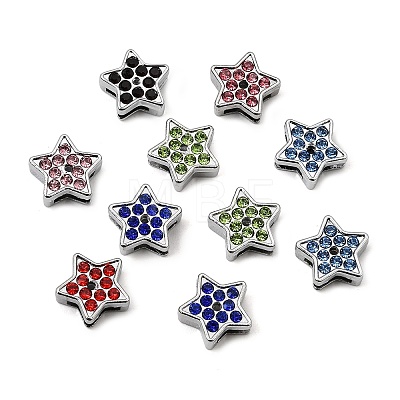 Alloy with Rhinestone Slide Charms RB-NH0002-05P-1