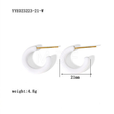 Simple and Elegant Stainless Steel C-shaped Stud Earrings KI0943-1-1