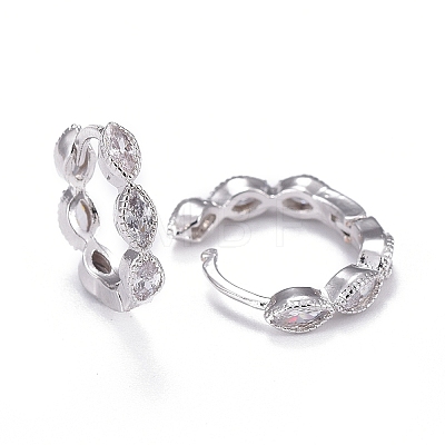 Brass Micro Pave Cubic Zirconia Huggie Hoop Earrings LS-EJEW-K083-34P-B-1