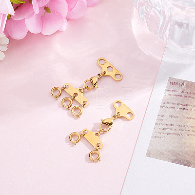 2Pcs 2 Styles Stainless Steel Necklace Layering Clasps FIND-BBC0005-10G-1
