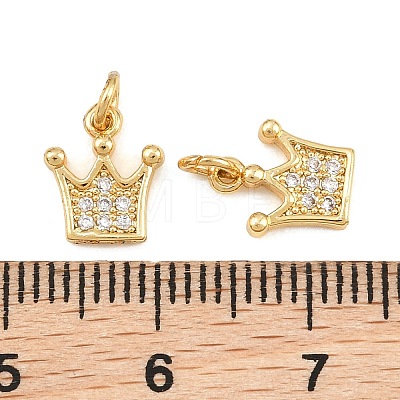 Brass Micro Pave Clear Cubic Zirconia Charms KK-Q085-04A-G-1