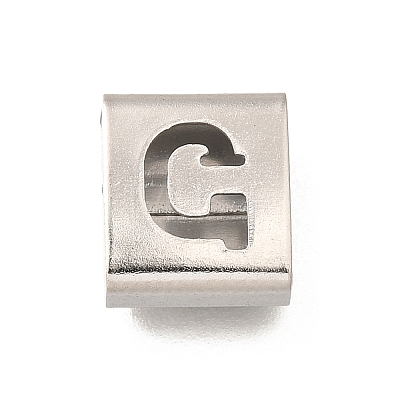 Letter Style 304 Stainless Steel Square Slide Charms STAS-L132-20G-1