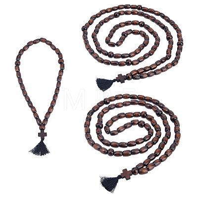 6Pcs 3 Style Natural Wood Bead Necklaces NJEW-DC00016-1