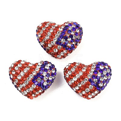 Handmade Polymer Clay Rhinestone Beads CLAY-H009-01-1