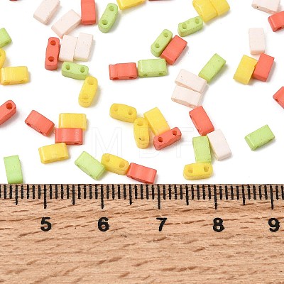 4 Colors Christmas 2-Hole Baking Paint Glass Seed Beads SEED-X0058-08-1
