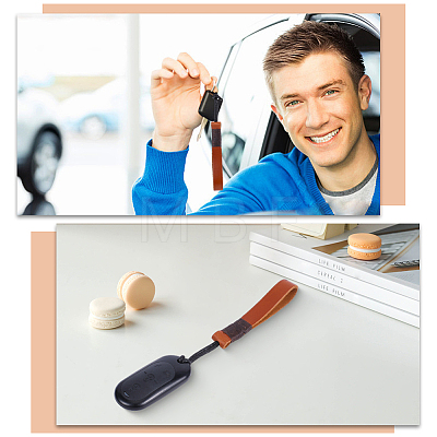 2Pcs Cowhide Leather Car Key Chain Pendant Decorations AJEW-CL0001-80C-1