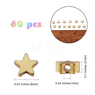 60Pcs 2 Colors Brass Beads KK-SZ0003-95-1