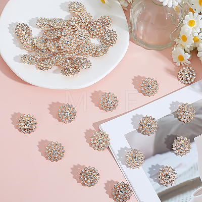 40Pcs Alloy Rhinestone Shank Buttons BUTT-ME0001-28LG-1