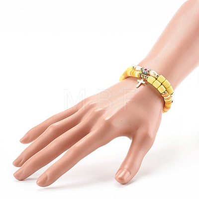 Handmade Polymer Clay Stretch Bracelets Sets BJEW-JB06350-03-1