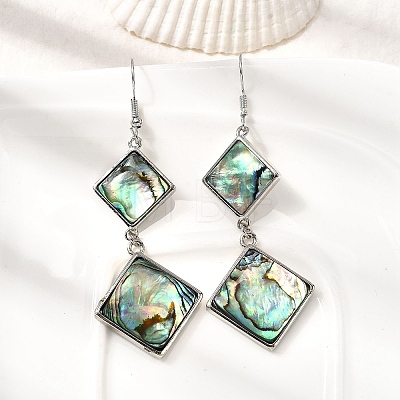 Brass Natural Abalone Shell Dangle Earrings EJEW-F388-01E-P-1