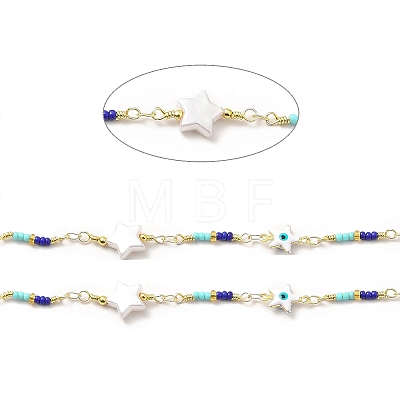 Handmade Glass Seed Beads Chains CHC-I045-03G-1