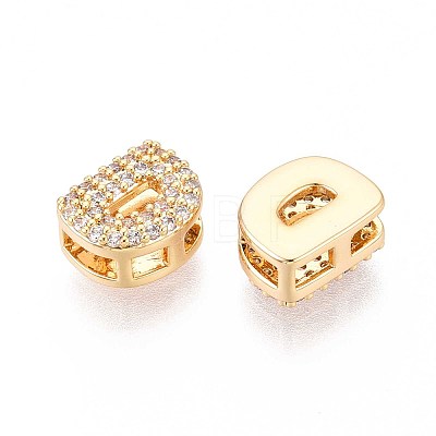 Brass Micro Pave Clear Cubic Zirconia Beads KK-T071-17G-D-1