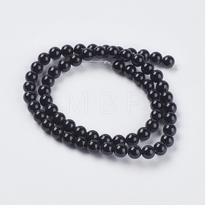 Natural Black Onyx Beads Strands X-G-G591-6mm-06-1