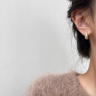 Brass Two Tone Teardrop Dangle Stud Earrings FS-WG19080-01-1