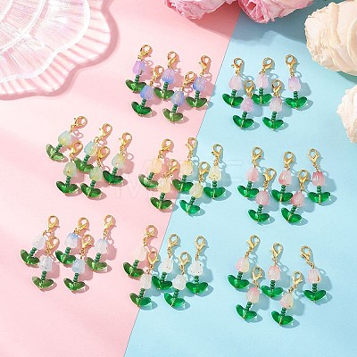 40Pcs Tulip Acrylic Pendant Decorations HJEW-JM04689-02-1