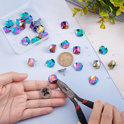 Unicraftale Rainbow Color 304 Stainless Steel Stud Earring Findings with Hole STAS-UN0036-11-1