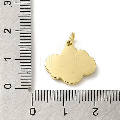 Brass Pave Natural White Shell Pendants with Jump Rings KK-D095-03B-G-1