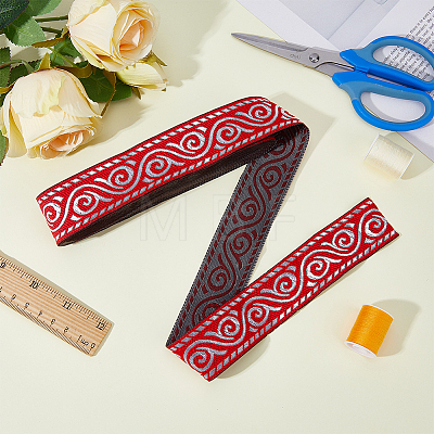 Polyester Embroidery Ribbon OCOR-WH0082-25B-1