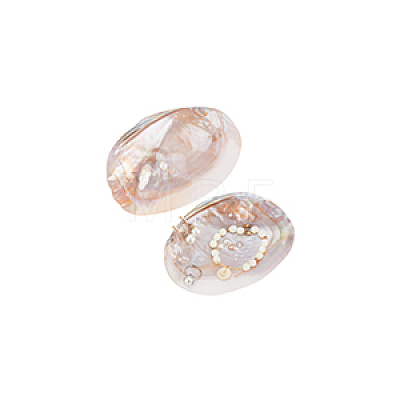 2Pcs Natural Freshwater Pearl Shell Decoration SHEL-NB0001-64-1