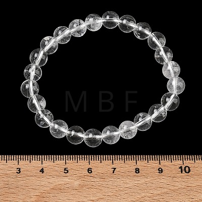 Natural Quartz Crystal Round Beaded Stretch Bracelets GG-CBA12F1-02C-12-1